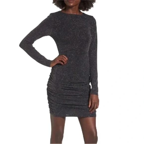 Leith | Dresses | Nordstrom Leith Black Multi Glitter Ruched Bodycon Midi  Dress Size Small | Poshmark